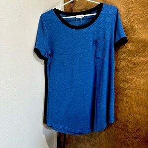 Over sized blue/black trim,  M t-shirt.